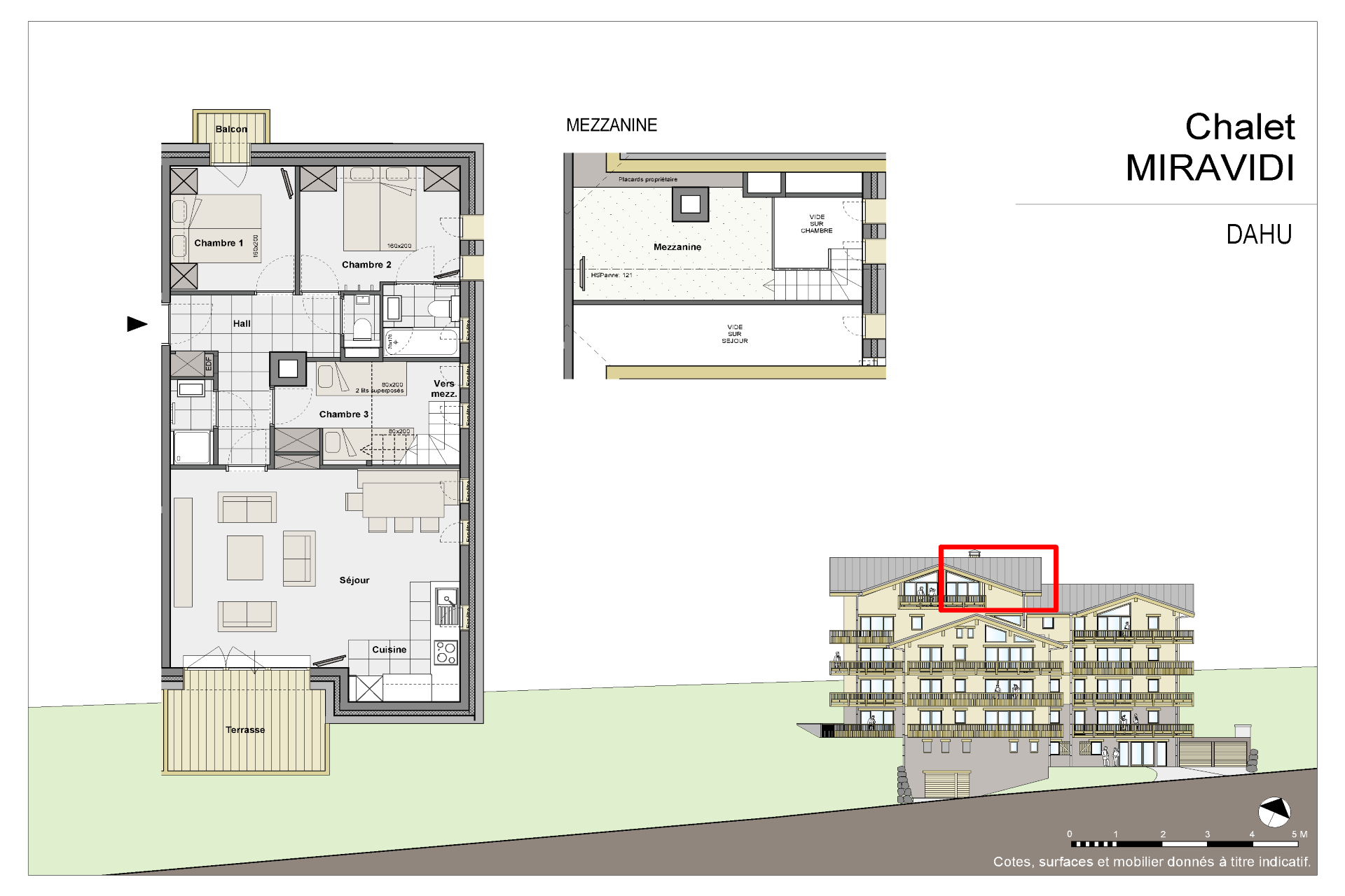 Plan de l'appartement Dahu de la résidence Miravidi